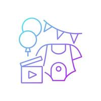 baby shower partij video verloop lineaire vector pictogram. pasgeboren gender reveal vlog. virtuele babyshower. videografie. dunne lijn kleur symbolen. moderne stijlpictogram. vector geïsoleerde overzichtstekening