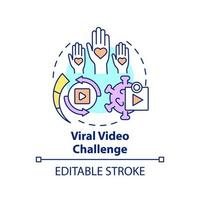 virale video uitdaging concept icoon. fondsenwerving beroep abstracte idee dunne lijn illustratie. het aanmoedigen van donaties voor onderzoek. vector geïsoleerde omtrek kleur tekening. bewerkbare streek