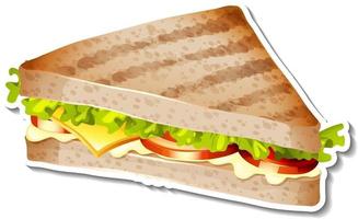 gegrilde sandwich sticker op witte achtergrond vector
