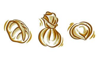 set van dim sum hand tekening illustratie doodle voor branding logo achtergrondelement vector