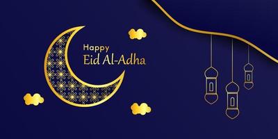 eid al adha achtergrond met gouden maan vector