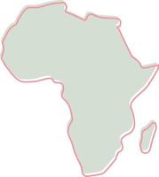afrikaanse continent offset omtrek of lijn en vulkleurenkaart vector