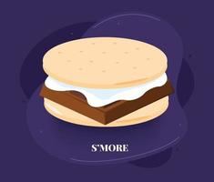 nationale s'mores dag. cracker, chocolade, marshmallow illustratie vector