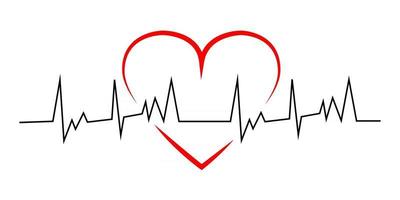 rood hart met zwarte lijn hartslag vector