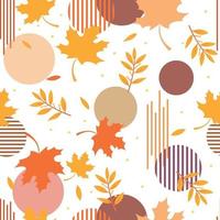 moderne herfstbladeren met kleurrijk cirkel geometrisch en streep naadloos patroon vector