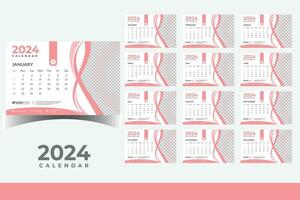 2024 kalender tafel ontwerp sjabloon, modern nieuw jaar kalender ontwerp in bedrijf stijl vector