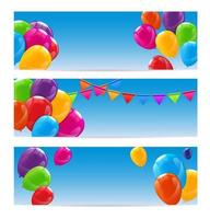 kleur glanzend gelukkige verjaardag ballonnen banner achtergrond vector