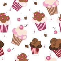 naadloos patroon met schattige cupcakes, vectorillustratie vector