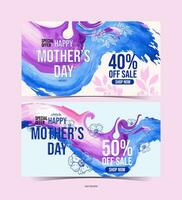 moeders dag uitverkoop banners met waterverf plons effect vector