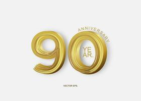 90ste verjaardag logo met goud tekst en een wit achtergrond vector