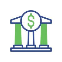 bank icoon duotoon groen blauw bedrijf symbool illustratie. vector