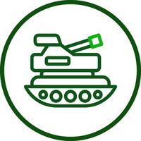 tank icoon lijn afgeronde groen kleur leger symbool perfect. vector