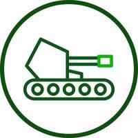 tank icoon lijn afgeronde groen kleur leger symbool perfect. vector