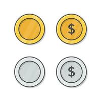 gouden en zilver munt vector icoon illustratie. dollar geld munten vlak icoon
