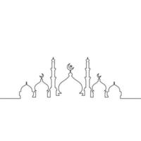 moskee lijn kunst vector minimalistisch design. islamitische sieraad achtergrond.