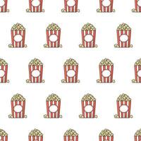 popcorn naadloos patroon Aan een wit achtergrond. popcorn emmer dozen thema vector illustratie