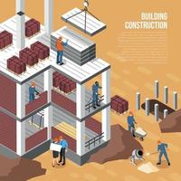 isometrische bouwconstructie achtergrond vectorillustratie vector