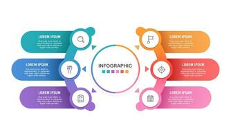 bedrijf gegevens visualisatie concept met 6 opties. infographic ontwerp sjabloon. vector illustratie.