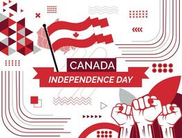 Canada kaart en verheven vuisten. nationaal dag of onafhankelijkheid dag ontwerp voor Canada viering. modern retro ontwerp met abstract pictogrammen. vector illustratie.