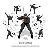 ninja krijger poster vectorillustratie vector