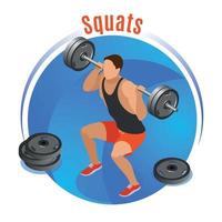 squats met barbell isometrische achtergrond vectorillustratie vector