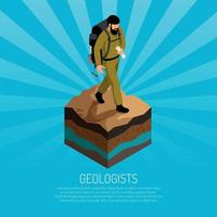 geoloog isometrische poster vectorillustratie vector