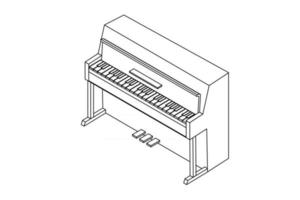 pianotoetsen vectorillustratie. schets zwart-wit afbeelding met zwarte lijnen. vector