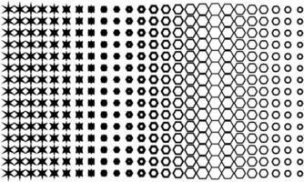 naadloos patroon met stippen, transformerend patroon, zwart naadloos plat omslagontwerpelement. zeshoeken, stippen en sterren vector