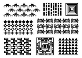 Memphis set, krabben, rechthoeken, driehoeken, krabpatroon, herhalend, omslagontwerp, zwarte eenvoudige patronen Memphis stijl vector