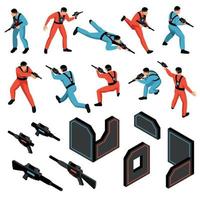 laser tag isometrische set vectorillustratie vector