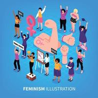 isometrische feminisme achtergrond samenstelling vectorillustratie vector