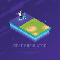 vr golf simulator isometrische samenstelling vectorillustratie vector