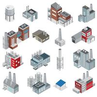 industriële gebouwen isometrische set vectorillustratie vector