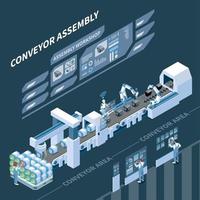 intelligente productie isometrische samenstelling vectorillustratie vector