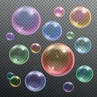 zeepbellen realistische transparante vectorillustratie vector