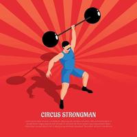 circus sterke man isometrische illustratie vectorillustratie vector