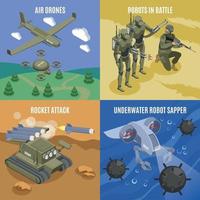 militaire robots 2x2 ontwerpconcept vectorillustratie vector