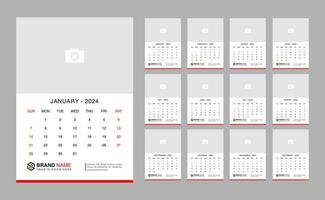 muur kalender 2024 sjabloon. modern ontwerp 2024 kalender sjabloon vector