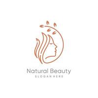 vrouw logo ontwerp element vector met creatief natuur concept