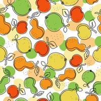 zomer fruitig patroon. abstract fruit, voedsel citroen, appel, Peer. set, verzameling, lijn kunst, tekening. vector illustratie Aan een wit geïsoleerd achtergrond.