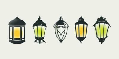 reeks bundel lantaarn icoon logo, verzameling van straatlantaarn vector ontwerp, illustratie van straatlamp