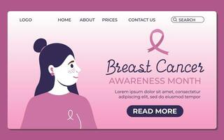 borst kanker bewustzijn maand. landen bladzijde ontwerp. vector vlak illustratie