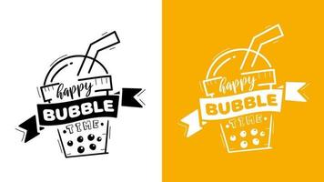 bubbelmelkthee speciaal promotieontwerp, boba-melkthee, parelmelkthee, lekkere drankjes, koffie en frisdranken met logo en advertentiebanner in doodle-stijl. vectorillustratie. vector