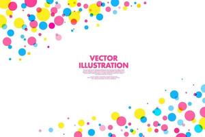 abstracte polka dots kleurrijke confetti op een witte achtergrond. geweldig modern stippen creatief patroon. u kunt gebruiken voor voorbladsjabloon, poster, bannerweb, flyer, printadvertentie. vector illustratie