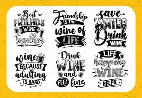 wijn typografie inspirerend citaten reeks vector