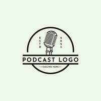podcast interview logo ontwerp concept vector
