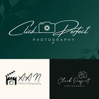 natuurlijk luxe handtekening en fotografie logo vector