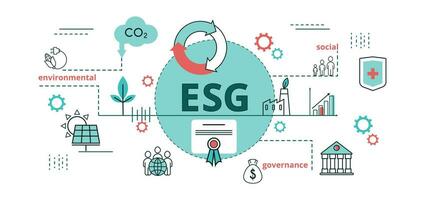 esg spandoek. duurzame bedrijf of groen bedrijf. milieu, sociaal, en bestuur infografisch. vector