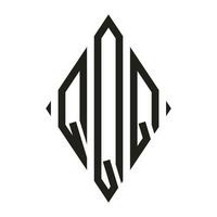 logo q gecondenseerd ruit monogram 3 brieven alfabet doopvont logo logotype borduurwerk vector