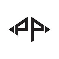 logo p ruit uitgebreid monogram 2 brieven alfabet doopvont logo logotype borduurwerk vector